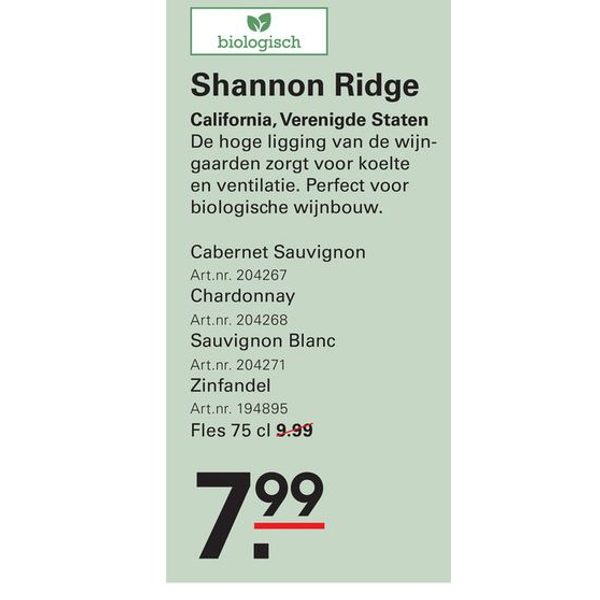 Shannon Ridge biologische wijn (variëteiten)