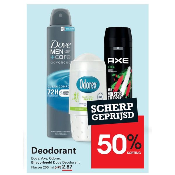 Deodorant (Dove, Axe, Odorex)