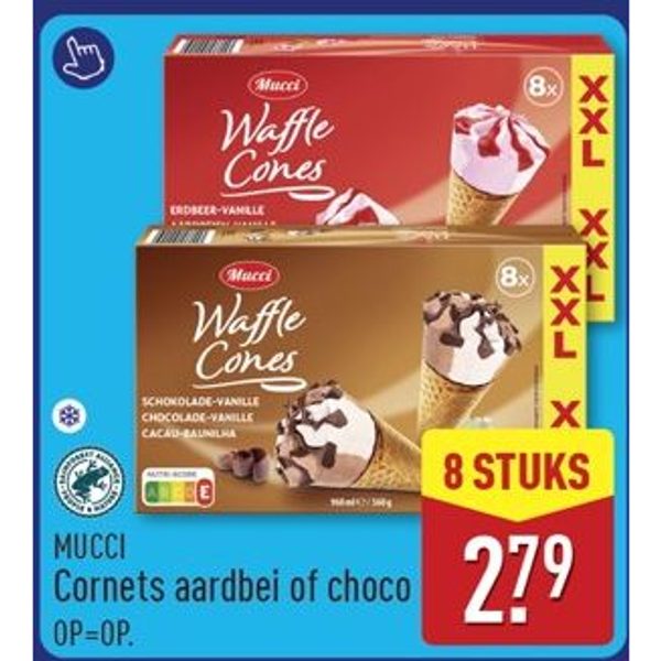 MUCCI Cornets aardbei of choco