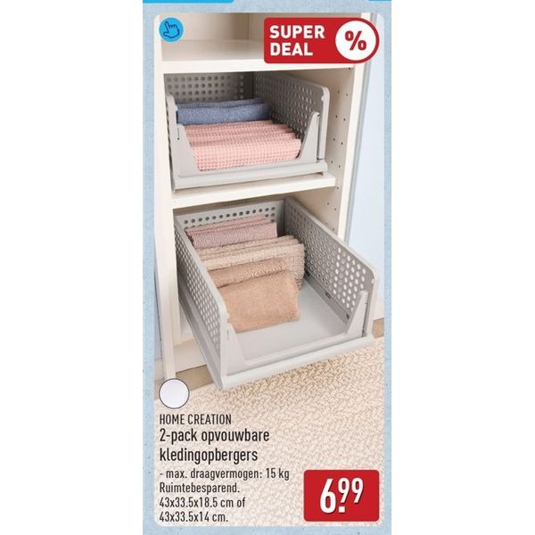 HOME CREATION 2-pack opvouwbare kledingopbergers
