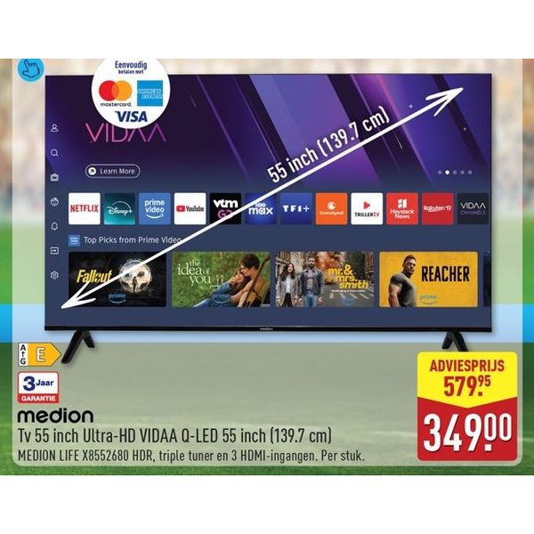 medion Tv 55 inch Ultra-HD VIDAA Q-LED 55 inch (139.7 cm)