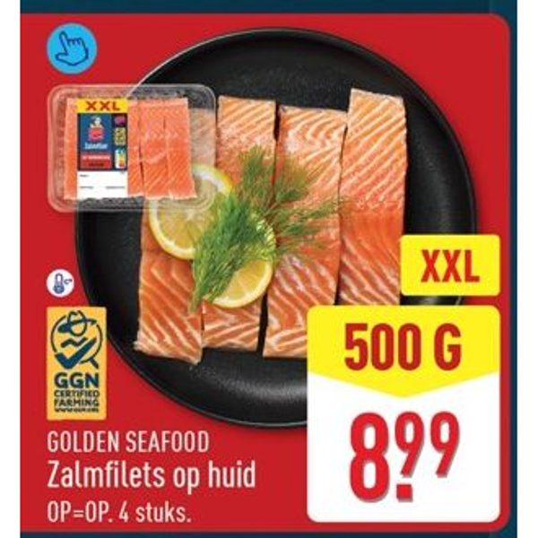 Zalmfilets op huid