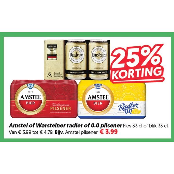 Amstel of Warsteiner radler of 0.0 pilsener