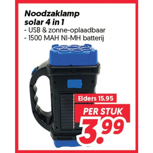 Noodzaklamp solar 4 in 1