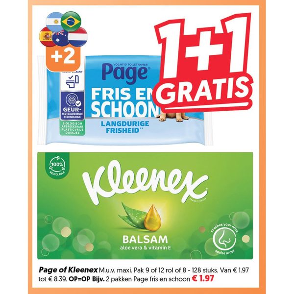 Page of Kleenex toiletpapier/tissues