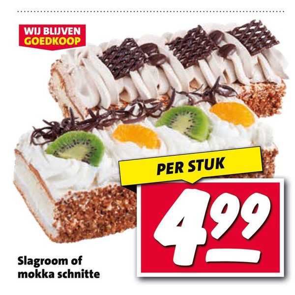 Slagroom of mokka schnitte
