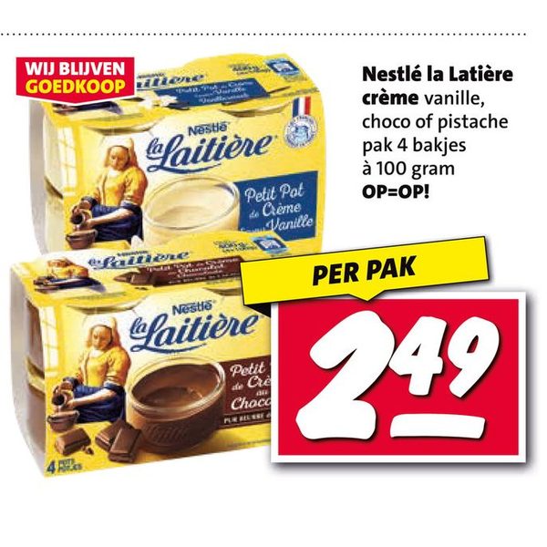 crème vanille, choco of pistache