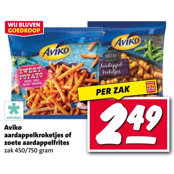 Aviko aardappelkroketjes of zoete aardappelfrites
