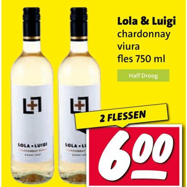 Lola & Luigi chardonnay viura fles 750 ml