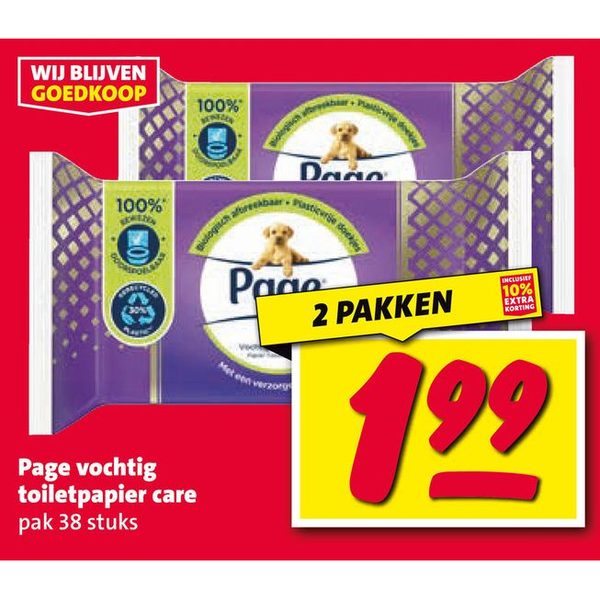 Page vochtig toiletpapier