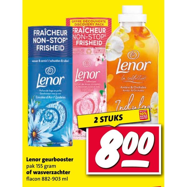Lenor geurbooster pak 155 gram of wasverzachter flacon 882-903 ml