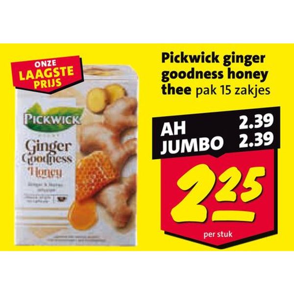 Pickwick ginger goodness honey thee pak 15 zakjes
