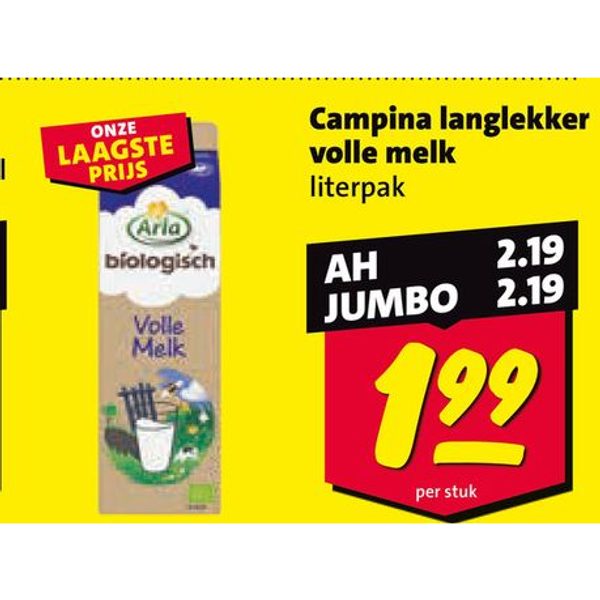 Campina langlekker volle melk literpak