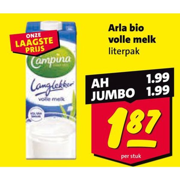 Arla bio volle melk literpak