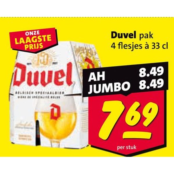 Duvel pak 4 flesjes à 33 cl