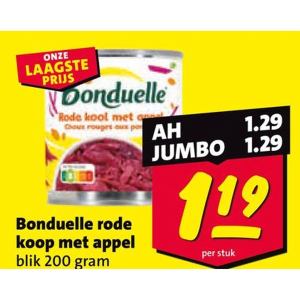 Bonduelle rode kool met appel blik 200 gram