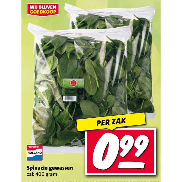 Spinazie gewassen