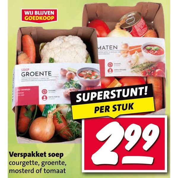 Verspakket soep courgette, groente, mosterd of tomaat