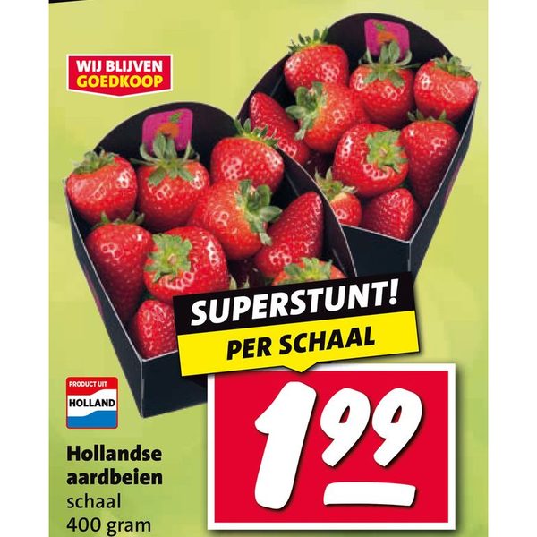 Hollandse aardbeien schaal 400 gram