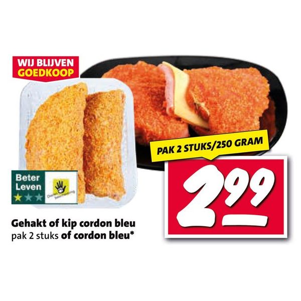 Gehakt of kip cordon bleu