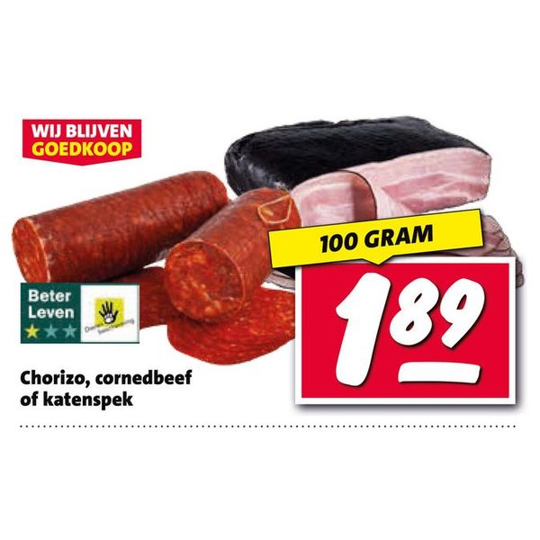 Chorizo, cornedbeef of katenspek