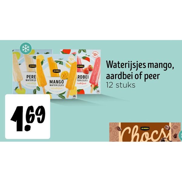Waterijsjes mango, aardbei of peer