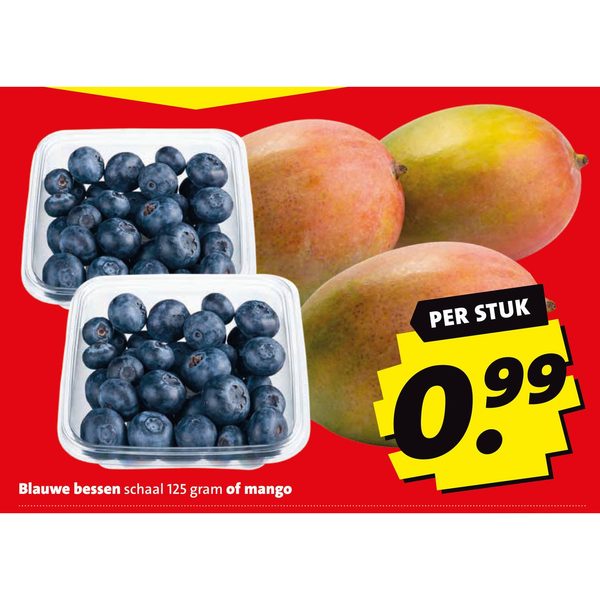 Blauwe bessen schaal 125 gram of mango
