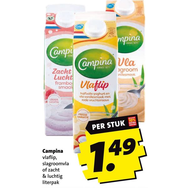 Campina vlaflip, slagroomvla of zacht & luchtig
