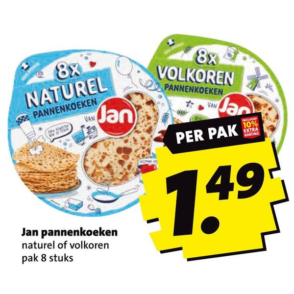 Jan pannenkoeken naturel of volkoren