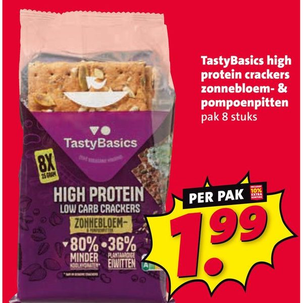 TastyBasics high protein crackers zonnebloem- & pompoenpitten