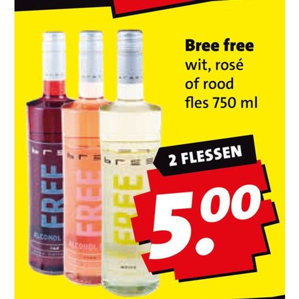 Bree free wit, rosé of rood