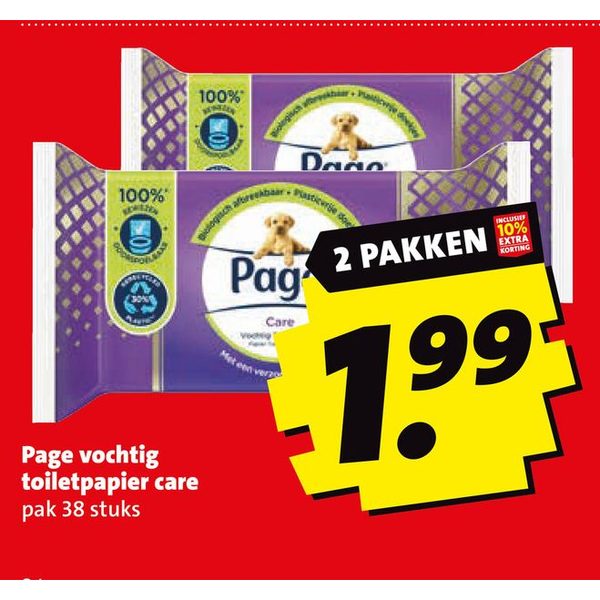 Page vochtig toiletpapier care