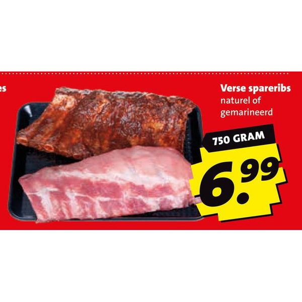 Verse spareribs naturel of gemarineerd