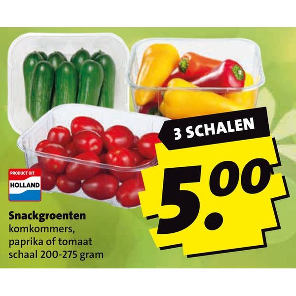 Snackgroenten komkommers, paprika of tomaat