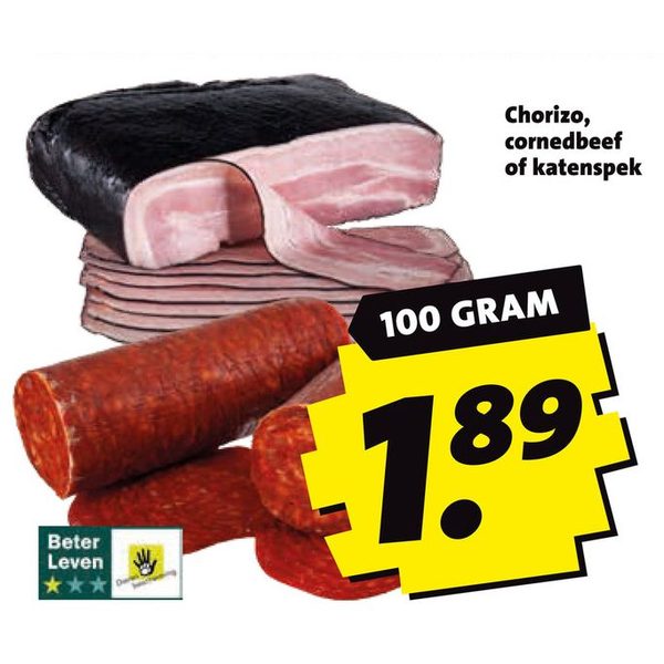 Chorizo, cornedbeef of katenspek