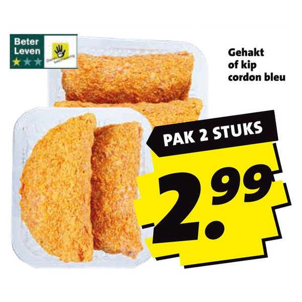 Gehakt of kip cordon bleu