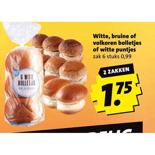 Witte, bruine of volkoren bolletjes of witte puntjes