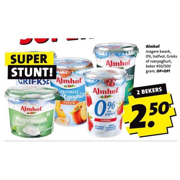 magere kwark, 0%, halfvol, Grieks of roeryoghurt