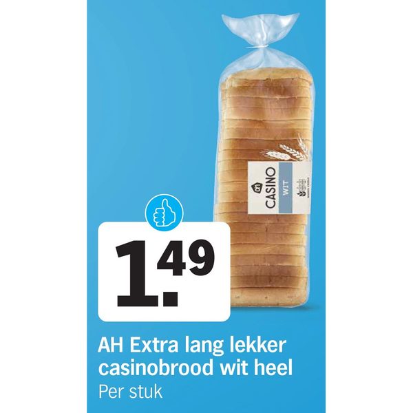 AH Extra lang lekker casinobrood wit heel Per stuk