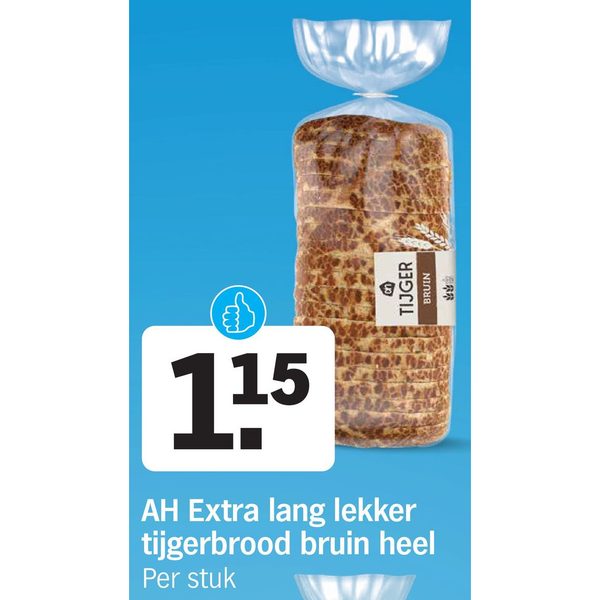 AH Extra lang lekker tijgerbrood bruin heel Per stuk