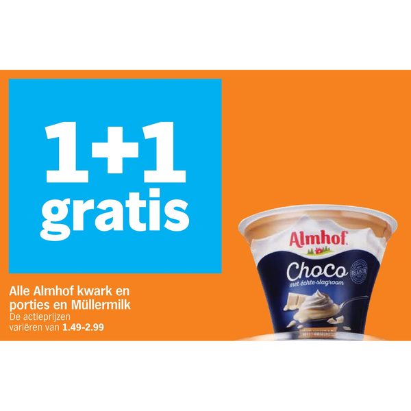 Alle Almhof kwark en porties en Müllermilk
