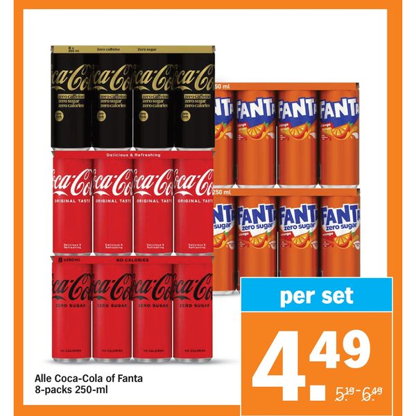 Alle Coca-Cola of Fanta 8-packs 250-ml