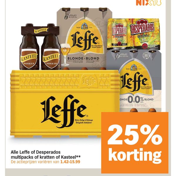Alle Leffe of Desperados multipacks of kratten of Kasteel**