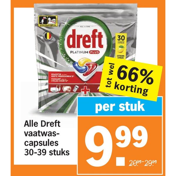 Alle Dreft vaatwas-
capsules
30-39 stuks