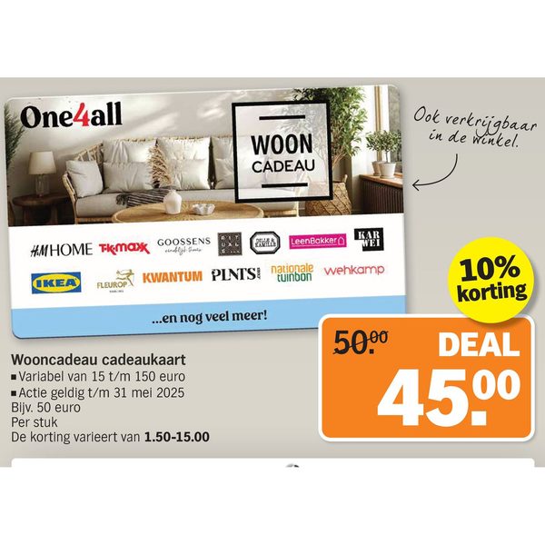 Wooncadeau cadeaukaart