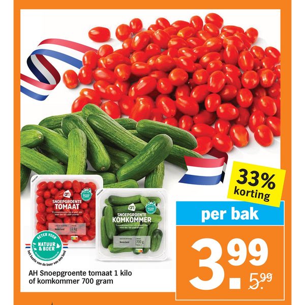 AH Snoepgroente tomaat 1 kilo of komkommer 700 gram