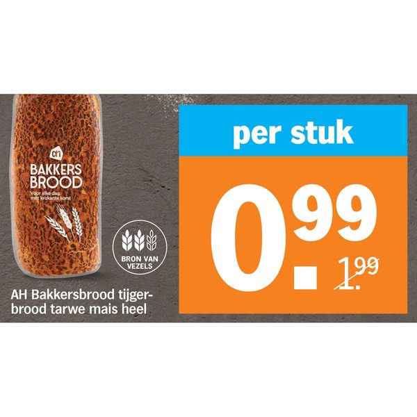 AH Bakkersbrood tijger-brood tarwe mais heel