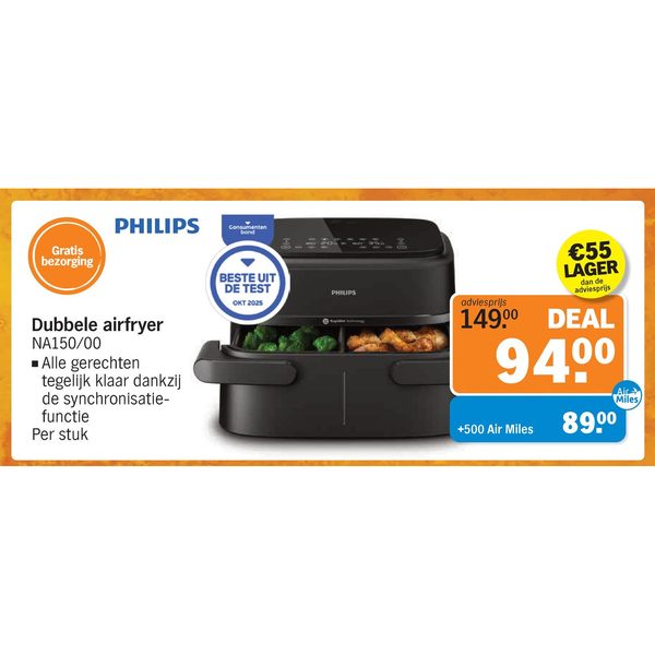 Dubbele airfryer NA150/00