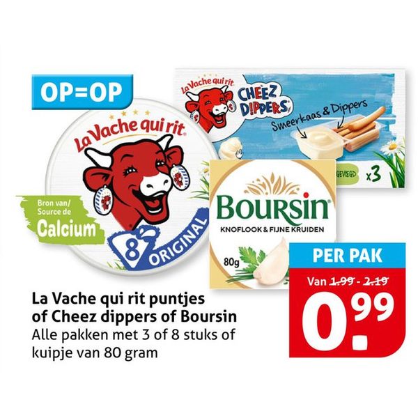 La Vache qui rit puntjes of Cheez dippers of Boursin