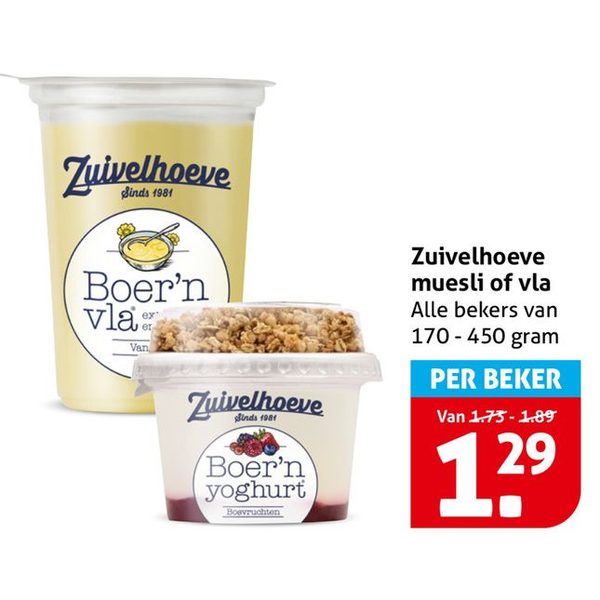 Zuivelhoeve muesli of vla